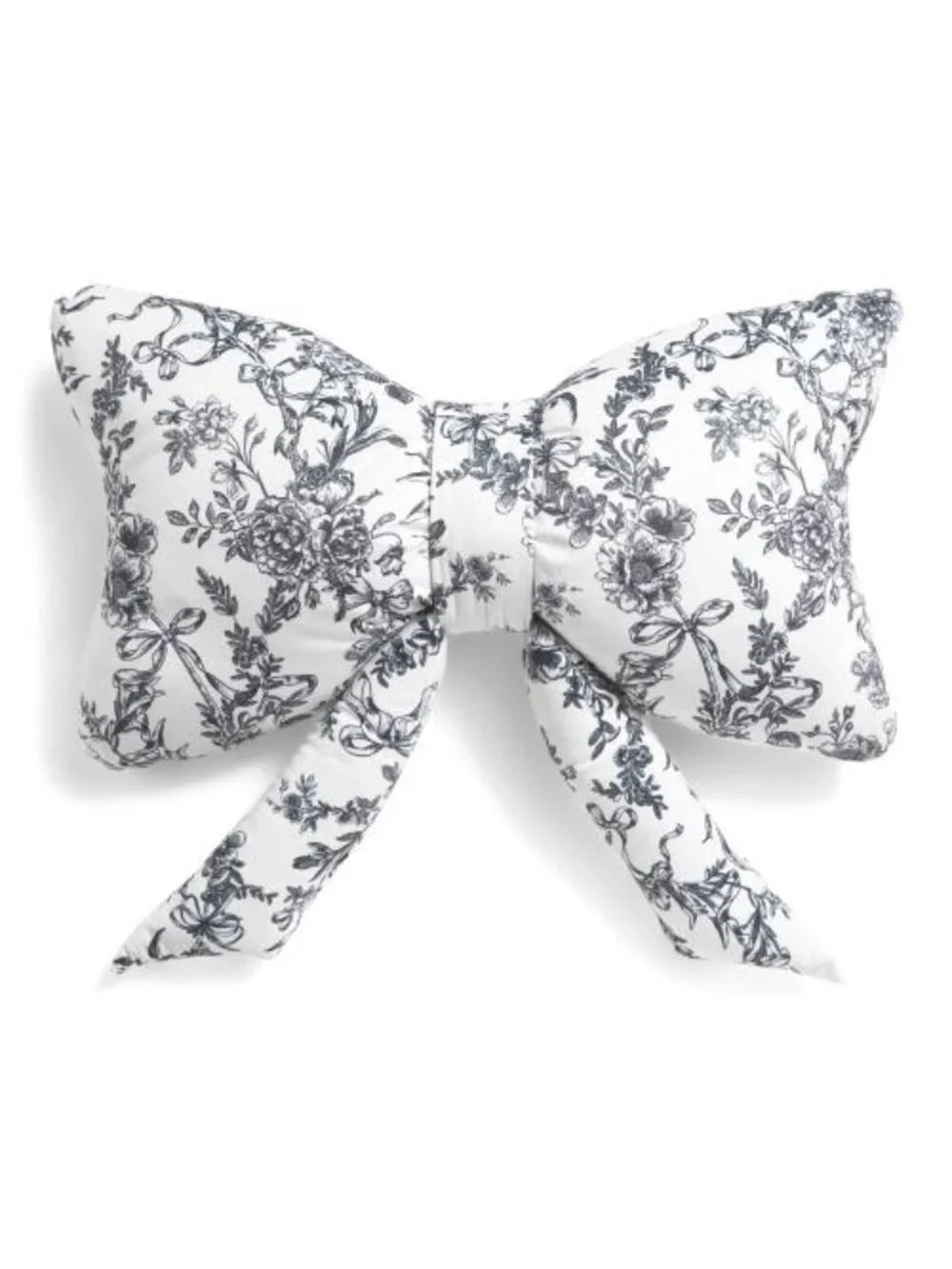 Envogue Toile Bow Pillow 14x24 Black‎ White NWT